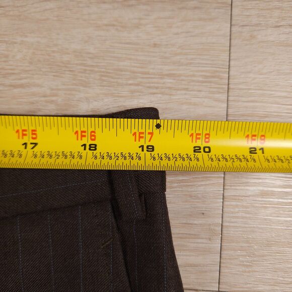 Isaia Napoli Wool Pants Mens 54 (38x33) Brown Pin Striped Pleated Trousers - Picture 8 of 14